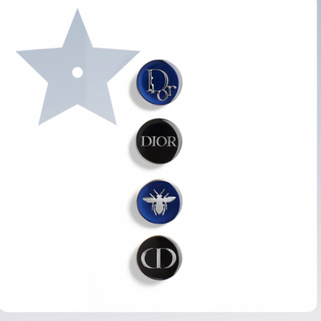 Christian Dior Round Brooch Pin Badges 4pcs Black Accessory
