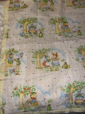 vintage baby blanket with bears bunnies and turtles