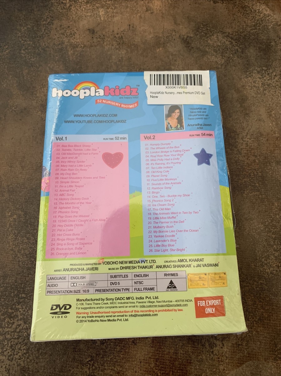 HooplaKidz - 52 Nursery Rhymes Premium 2 DVD Set - New