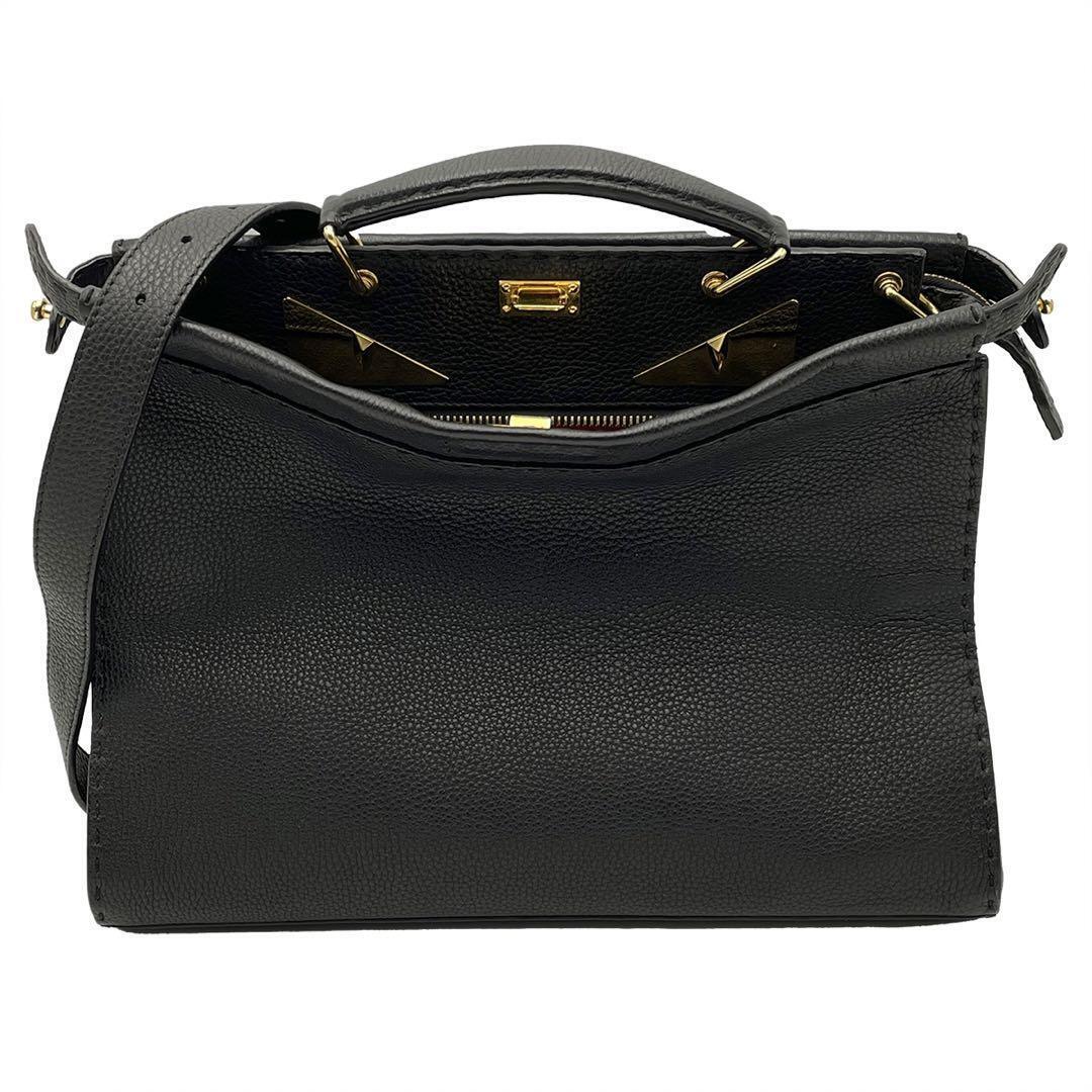 FENDI Selleria Peekaboo Large Monster Eye 2way Handbag Black FENDI Selleria Peekaboo Large Monster Eye 2way Handbag Black