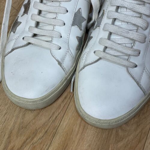 SAINT LAURENT Sneakers Star Court Classic Low Top Leather YSL Women Size 40 10us - Picture 13 of 17