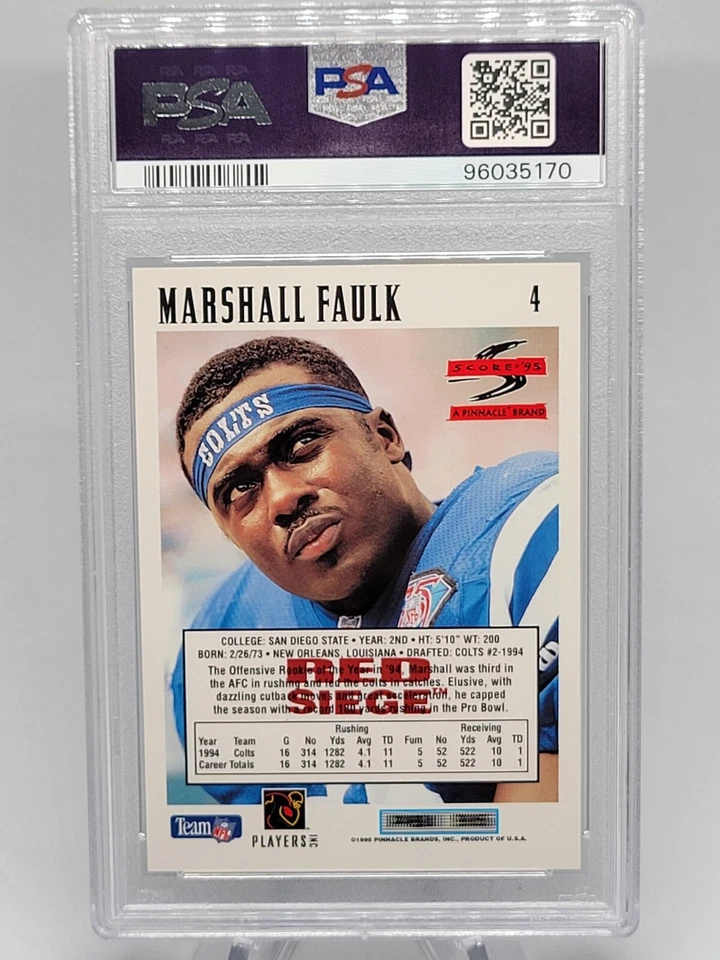 1995 Partitura Red Siege prueba de artista Marshall Faulk SSP Colts Rams Salón de la fama PSA Pop 1 Foto 2 de 2