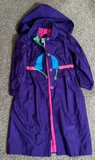 Vtg Rothschild Jacket Girls 8 Neon Purple Button Front Rain 90s J71