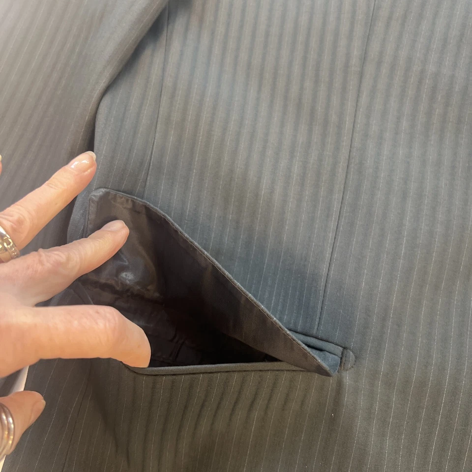 Blazer Ferrecci esporte tamanho 42 casaco masculino listra cinza mangas com 4 botões - Imagem 3 de 4