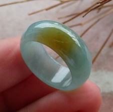 Certified Icy Green Burma Natural A JADE Jadeite Circle RING USA. 6.25    582418