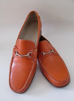 Cole Haan Hand Sewn ASCOT Orange Lizard Leather Embossed  display picture 2