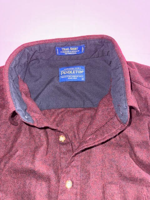 Pendleton Trail Shirt Maroon Button Up Virgin Woo… - image 4