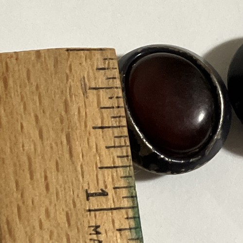 ANTIQUE VICTORIAN ERA DRAGON EYES RARE BIG RED Transparent Plastic METAL Bottoms - Picture 6 of 11