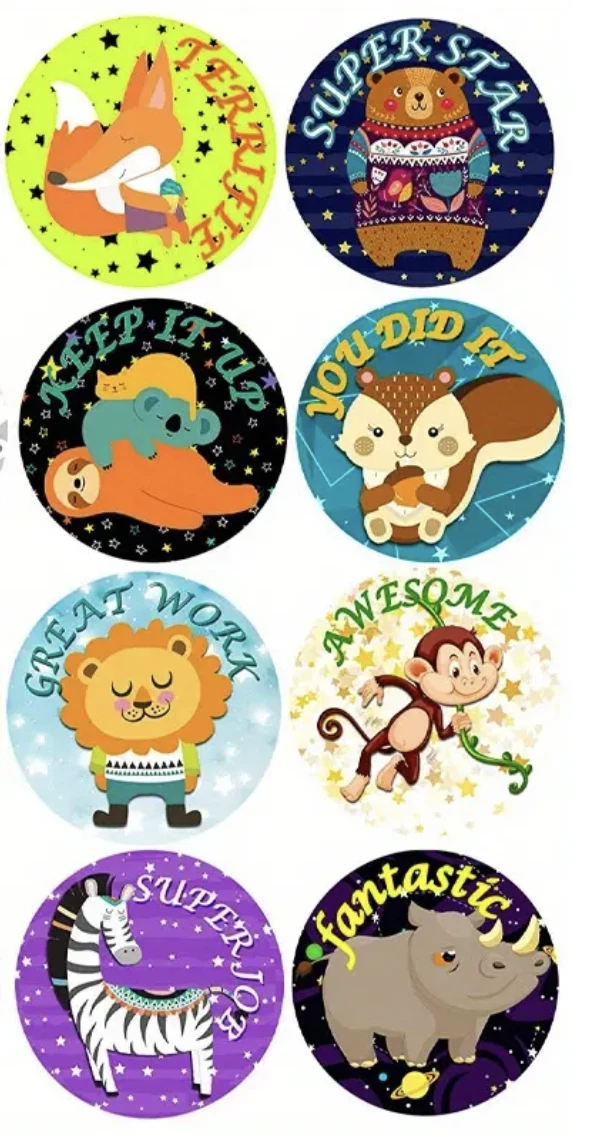 Positive Reward Teacher Merit Stickers 2.5cm 50/100pc Classroom Award Kids Party