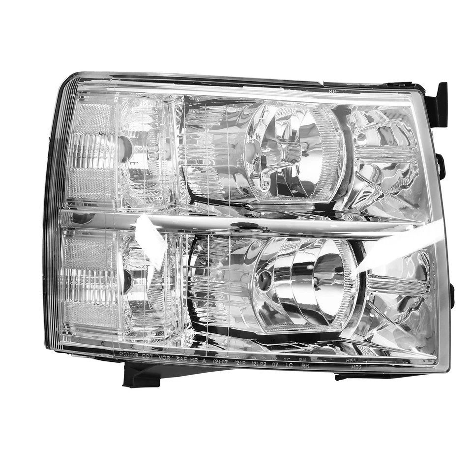 Chrome Headlights For 2007-2014 Chevy Silverado 1500 2500HD 3500HD LH+RH Sets - Image 2 of 4