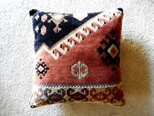 Wool  Kilim  Southwestern Boho Throw Pillow 16 x 17