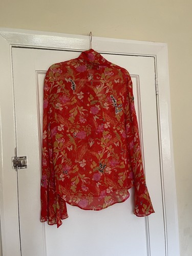 Millie Mackintosh Fabulous So Beautiful Red Chiffon Patterned Blouse Size 10 - Picture 14 of 18
