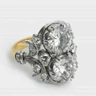 Vintage Art Deco Style Round Cut Lab Created Diamond Engagement 14K Gold FN Ring