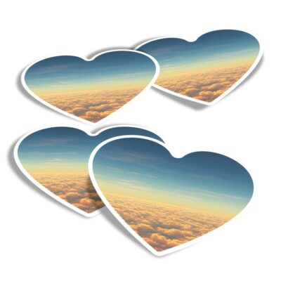 4x Herz Aufkleber - Über Wolken Pilot Sonnenuntergang Flugzeug #21076