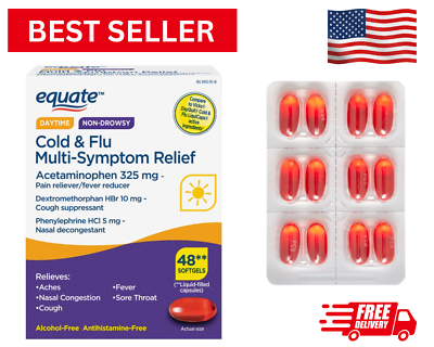 #ad Equate Non Drowsy Cold and Flu Multi Symptom Relief Softgels 48 Count $14.99