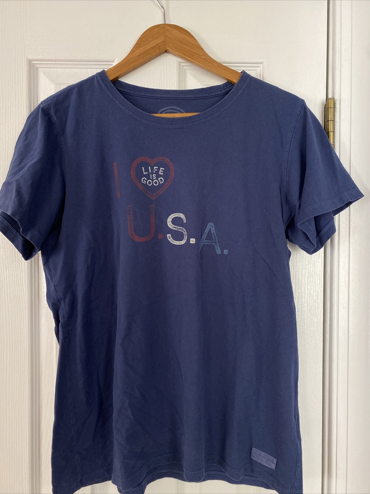 Life Is Good I Love USA Classic Fit Women's TShirt Size L eBay