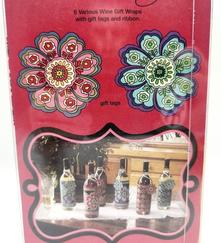 Vera Bradley “Tastefully Dressed” 6 Wine Gift Wraps, Tags & Ribbons BRAND NEW - Picture 5 of 7