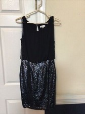 CALVIN KLEIN Womens Black Sleeveless,Cocktail Dress Size: 2, Sequins, $199 Retai