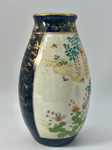 Antique Satsuma Vase Meiji Japan Signed Figures Floral Mt Fugi - Picture 6 of 19