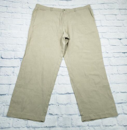 Tommy Bahama HERREN GRÖSSE 42 X 30 Beige Hose Seide Leinen Flache Vorderseite Freizeit Strand