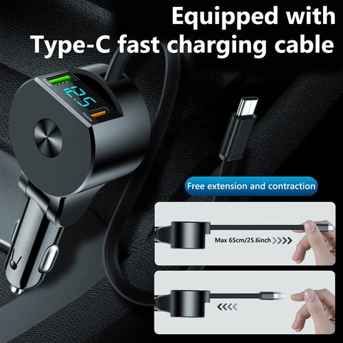 USB Voltage Detection Car Charger Super Fast 3 In 1 Retractable Phone Charger . - Zdjęcie 5 z 11