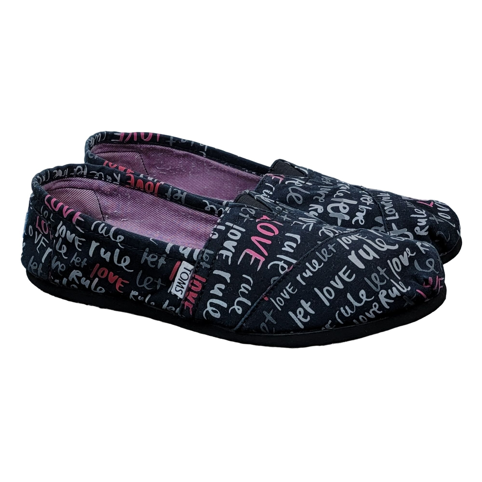 Toms Let Love Rule Shoes Womens Lenny Kravitz Black Pink Gray eBay