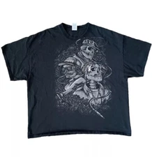 Compton Rapper Skulls T-Shirt Men’s 3XL Black Tupac EasyE BIG Y2K Heavy Cotton