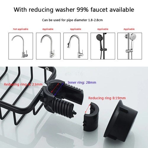 Space Metal Shower Faucet Bathroom Kitchen Tap Clip On Rack Basket Caddy Shelf - Picture 10 of 24