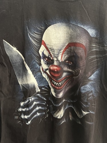 Vintage Single Stitch Rock Eagle T Shirt Evil Clown Knife Glow in the Dark Large - Picture 2 of 5
