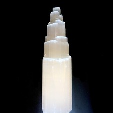 XL Selenite Tower Lamp " Crystal White Natural Healing Light  LED Cord Bulb 12"