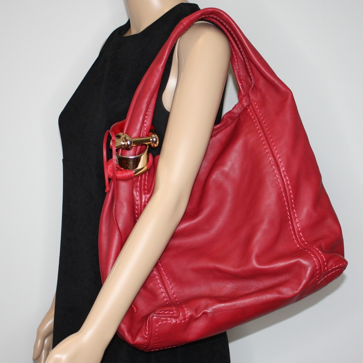 Jimmy Choo Large Saba Hobo Bag Purse with 3 Bangles in Red Jimmy Choo Large Saba Hobo Bag Purse with 3 Bangles in Red