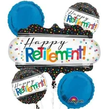 ANAGRAM #32812 "Happy Retirement" Balloon Bouquet 5ct - Foil RETIRED PARTY - NEW