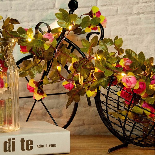 20LED Artificial Rose Flower Garland with Lights, Rose Vine Fairy String Lights - Picture 4 of 12