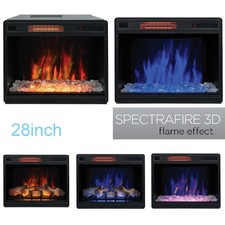 28 Curved Glass Insert Fireplace Electric Heater Embedded Flame