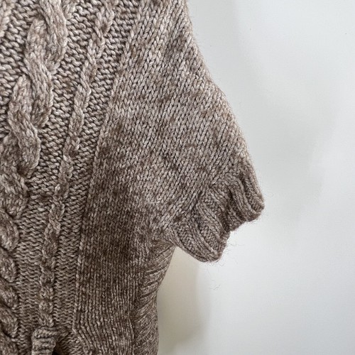 American Eagle Womens Brown Hooded Short Sleeve V Neck Knit Sweater Size M - Picture 4 of 16