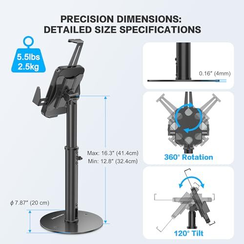 POS Tablet Kiosk Stand - Universal Tablet Locking Mount for 7.9"-11" Devices - Picture 7 of 7
