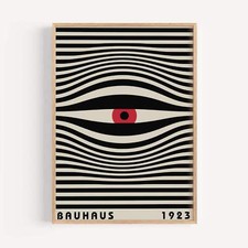 Abstract Eye Poster Bauhaus Inspired Black Beige Red Wall Art for Interiors
