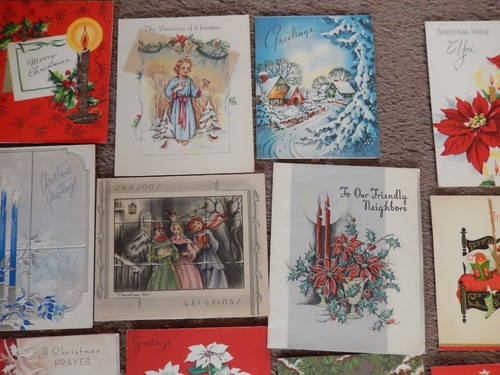 #2, 30 CARTOLINE DI NATALE VINTAGE, FLOCCATE, FUSTELLATE, GLITTER, CANDELE, CORO, AGRIFOGLIO - Foto 3 di 23