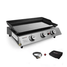 3-Burner Portable Gas Grill Griddle Outdoor BBQ Camping Tabletop 26400 BTU New