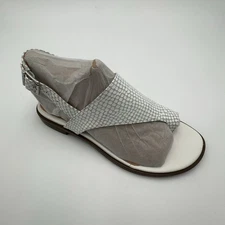 Vionic Women's Ella Sleek Leather Backtrap Buckle Slide Sandal, White, Sz 5 M