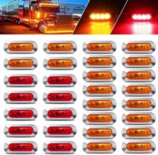 30PCS LED Side Marker Lights 12-24V Amber Red Compatible Trailer Truck Boat RV