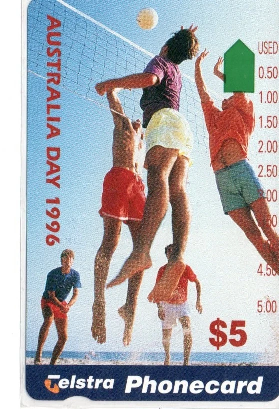 Telstra $5 Mint Phonecard-Australia Day 1996-Beach Volleyball