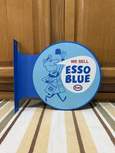 Esso Blue Flange Sign We Sell Sold Here Gas Oil Garage Vintage Style Wall Decor
