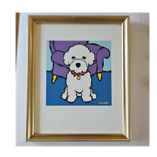 Marc Tetro Bichon Frise Dog Art Print Framed Gold Frame Pop Art Cute