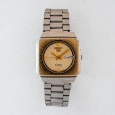 Vintage Seiko 5 Automatic TV Case 6349-6050 Cream Dial Watch 1984 Bilingual Days