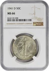 1941-D Walking Liberty Silver  Half Dollar MS66 NGC