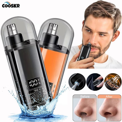  Ear and Nose Hair Trimmer with LED Display USB Rechargeable Nose Trimmer