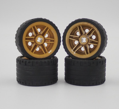 Lego Lot of 4 Black 37 x 22 ZR Tires with Pearl Gold 30.4 x 20 Rims 55978/56145