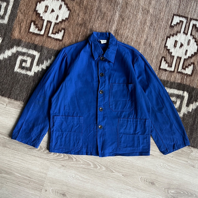 #ad #ad Vintage French German Blue Chore Utility Coat Jacket Size L $57.00