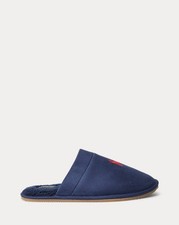 Image of Polo Ralph Lauren Klarence Microsuede Scuff Slipper | Navy | Size 10 | RRP £160